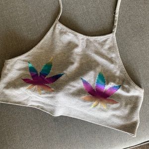 Small Weed Halter Crop Top